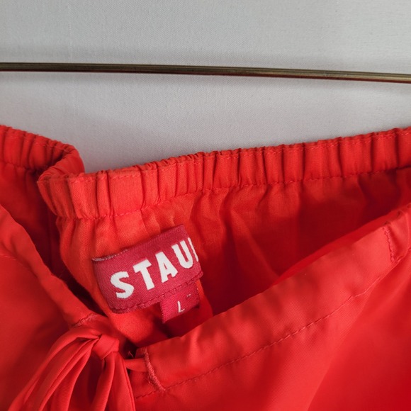 Staud Red Two-Piece Set Crop Top Med & Tiered Maxi Skirt Lg Tie Detail Boho Chic - Picture 8 of 16